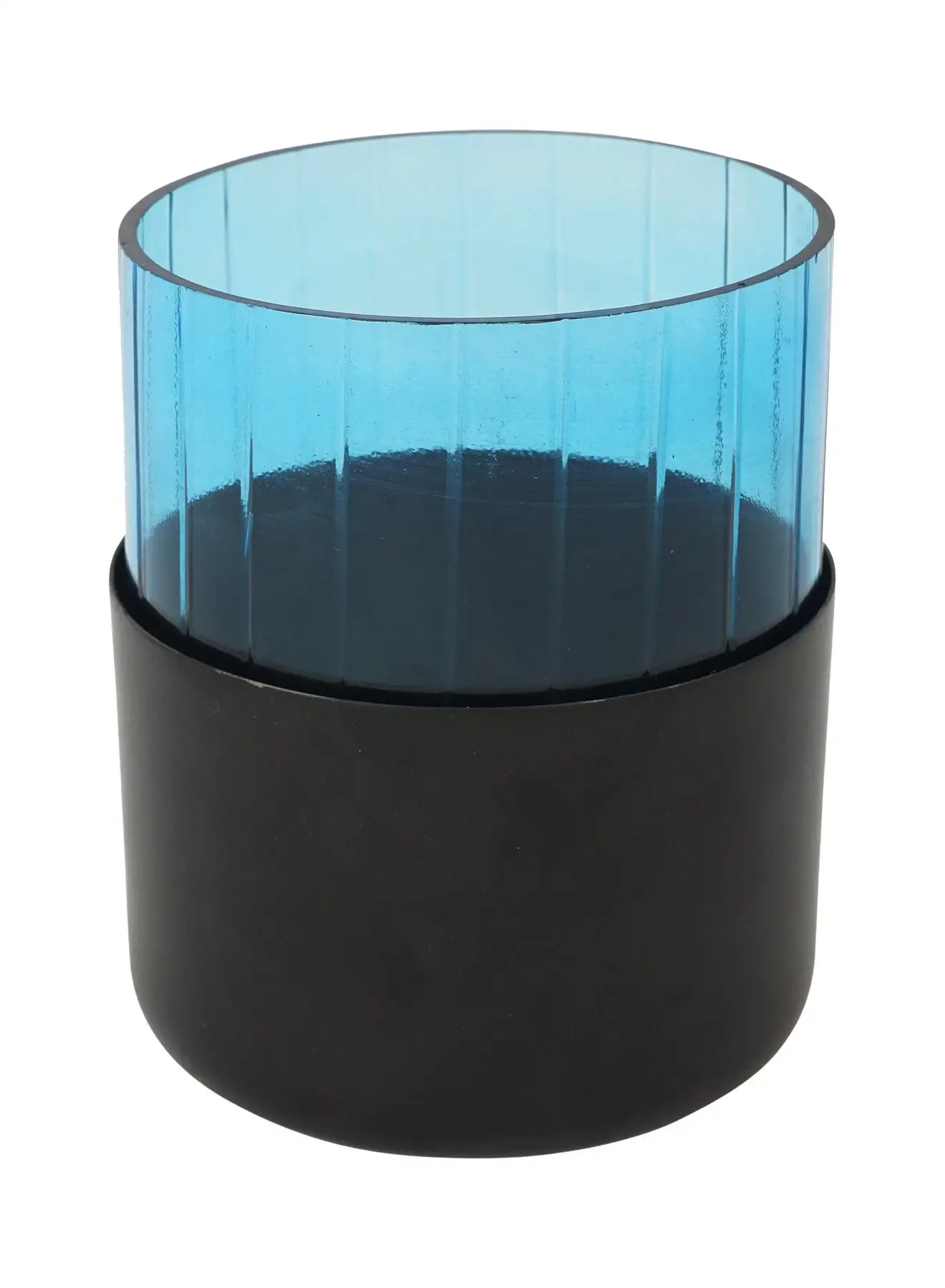 ebb & flow T-Light Holder With Line Cutting Glass Unique Luxury Quality Scents For The Perfect Stylish Home Black 8.25 x 8.25 x 10cm