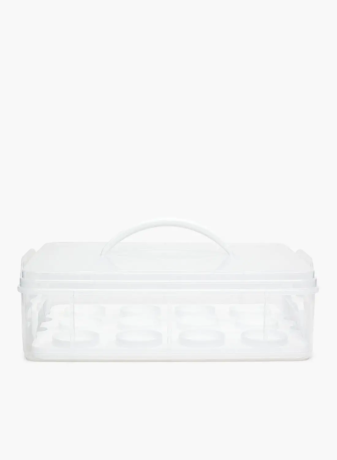 Amal Food Storage Container Set - Portable - With Handle - Kitchen Storage - Kitchen Cabinet Organizer - Storage Basket - Clear/White
