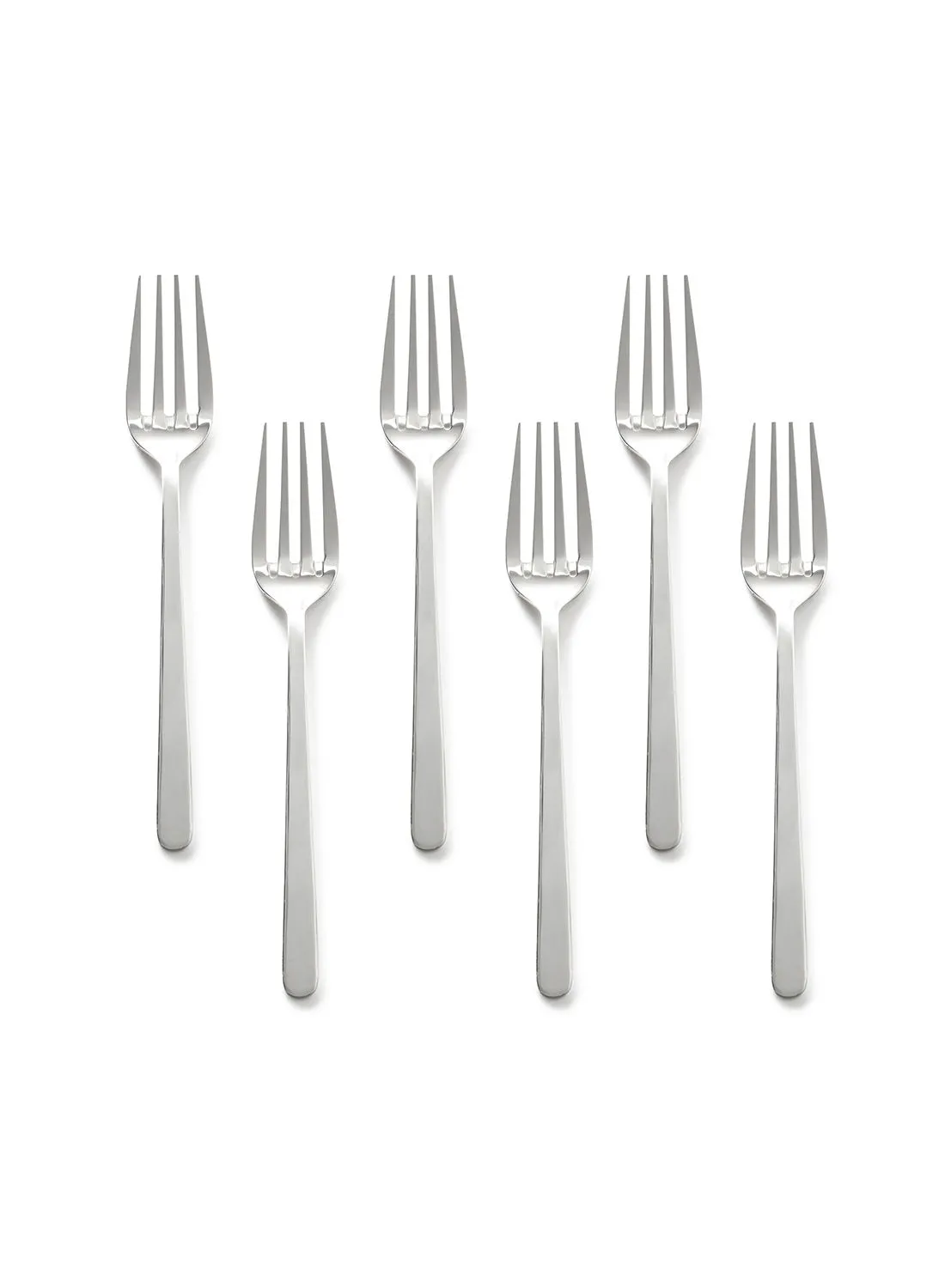 noon east 6 Piece Forks Set - Made Of Stainless Steel - Silverware Flatware - Fork Set - Serves 6 - Design Silver Sail