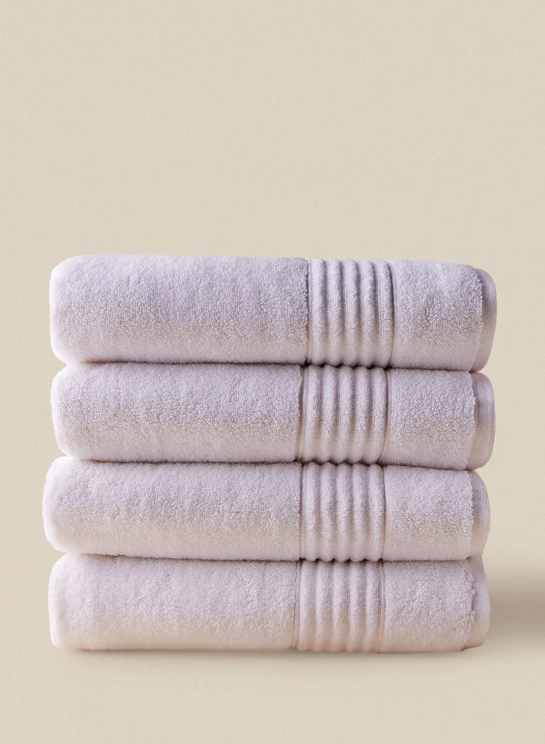 noon east 4 Piece Bathroom Towel Set - 500 GSM 100% Cotton - 4 Bath Towel - White Color - Highly Absorbent - Fast Dry