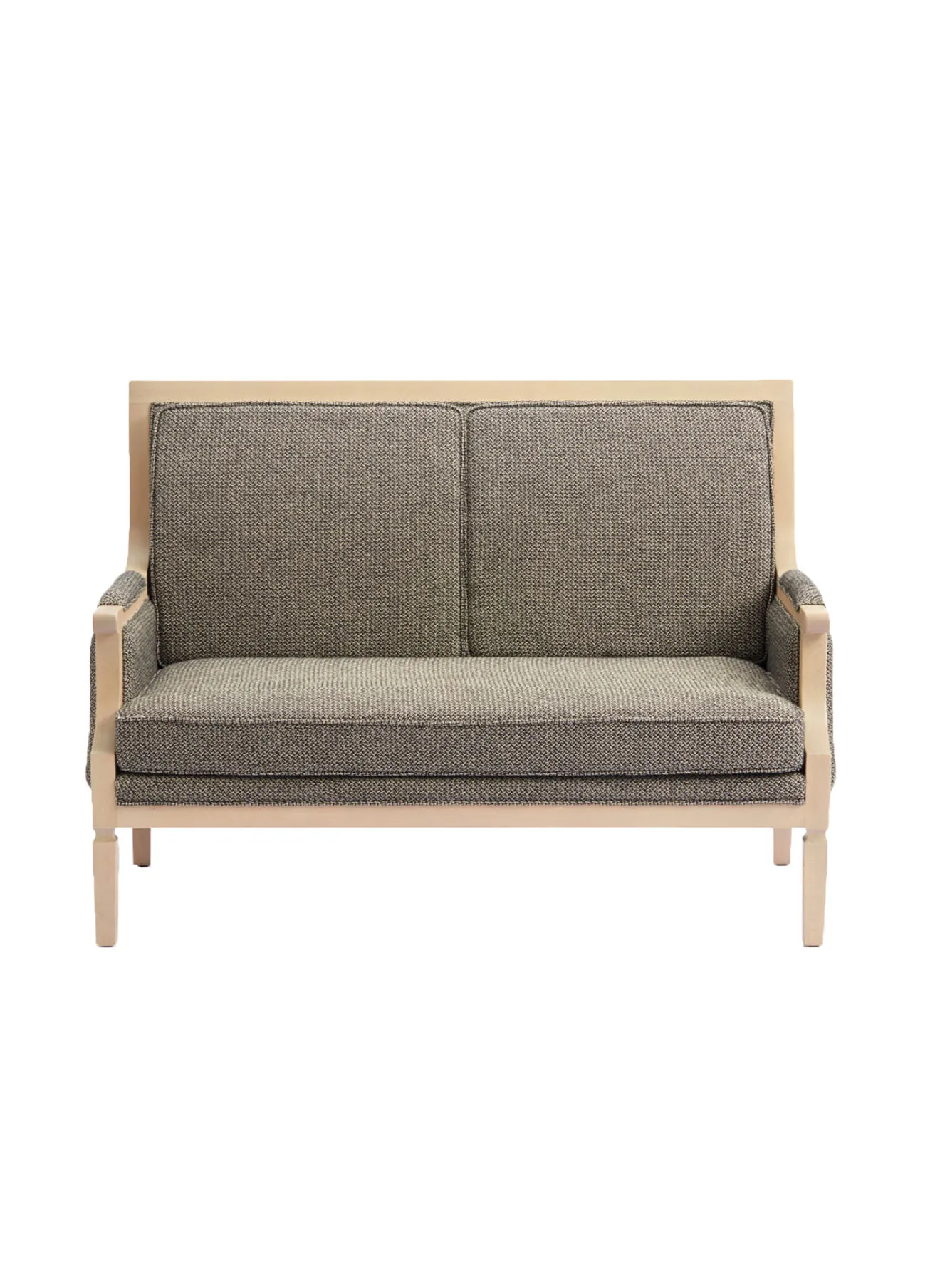 ebb & flow Sofa Luxurious - Wood Couch - 2 Seater Sofa Relaxing Sofa Brown/Grey 1380 x 790 x 980mm