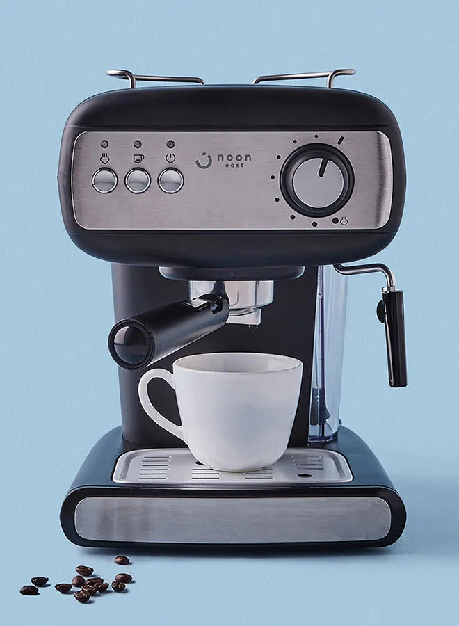 noon east Espresso Coffee Machine - 15 Bar 850 W With High Pressure 1.2 Liter Silver/Black
