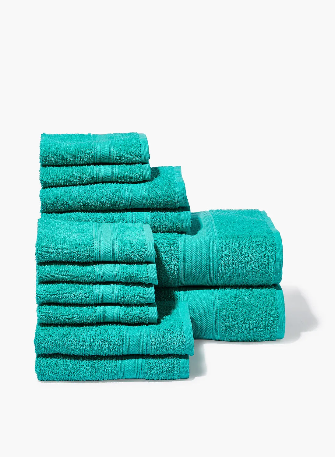 Amal 12 Piece Bathroom Towel Set - 400 GSM 100% Cotton Terry - 12 Face Towel - Emerald Color -Quick Dry - Super Absorbent
