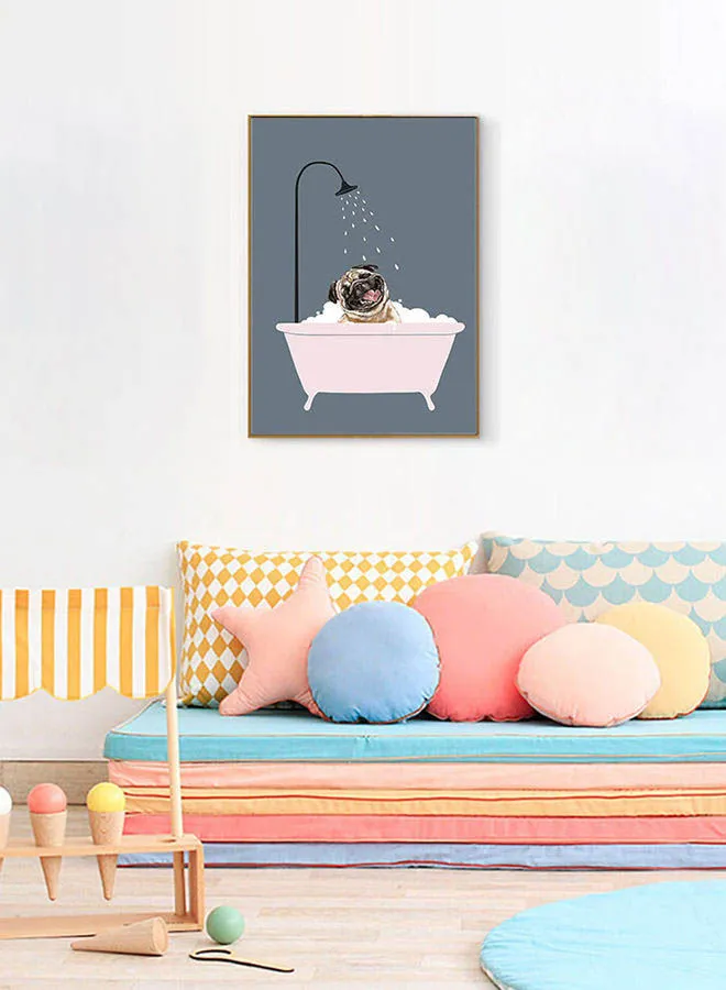 DECOREK Bathtub Printed Canvas Painting Pink/Grey/Black 57 x 71 x 4.5centimeter