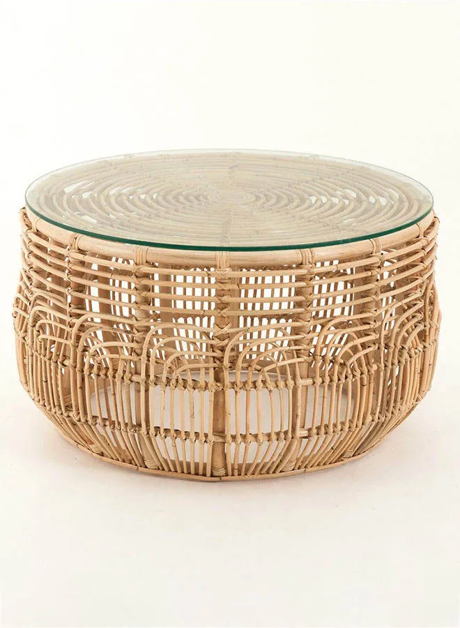 ebb & flow Coffee Table Luxurious -Used As Coffee Corner In Natural Rattan - Size 70 X 70 X 40