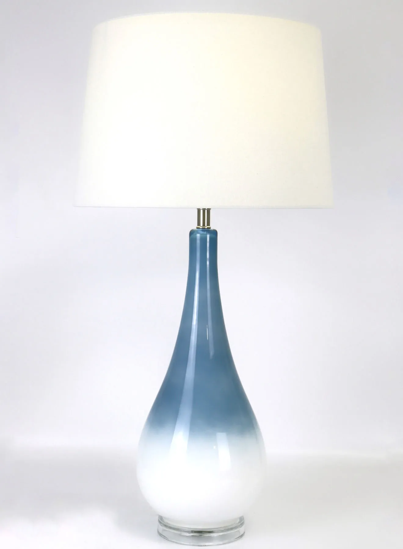 مصباح طاولة زجاجي بتصميم عصري من ebb & flow مادة فاخرة فريدة من نوعها ذات جودة عالية للمنزل الأنيق المثالي RSN71021 أزرق / أبيض 15 × 28.5