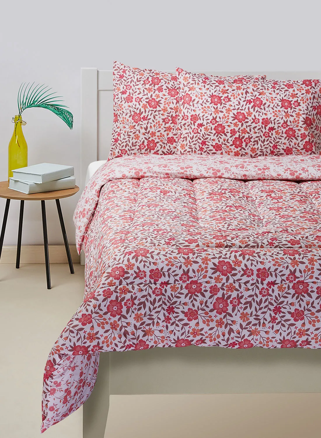 Amal Comforter Set Queen Size All Season Everyday Use Bedding Set 100% Cotton 3 Pieces 1 Comforter 2 Pillow Covers  Fuchsia