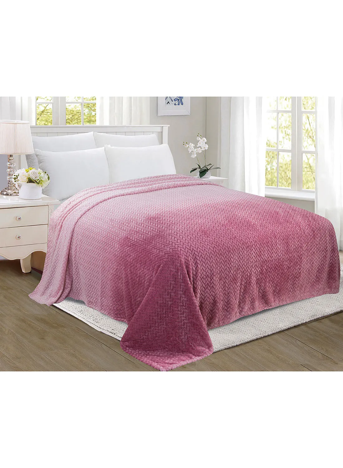 noon east Lightweight Summer Blanket King Size 280 GSM Jacquard Extra Soft Fleece All Season Blanket Bed And Sofa Throw  200 X 220 Cms Pink