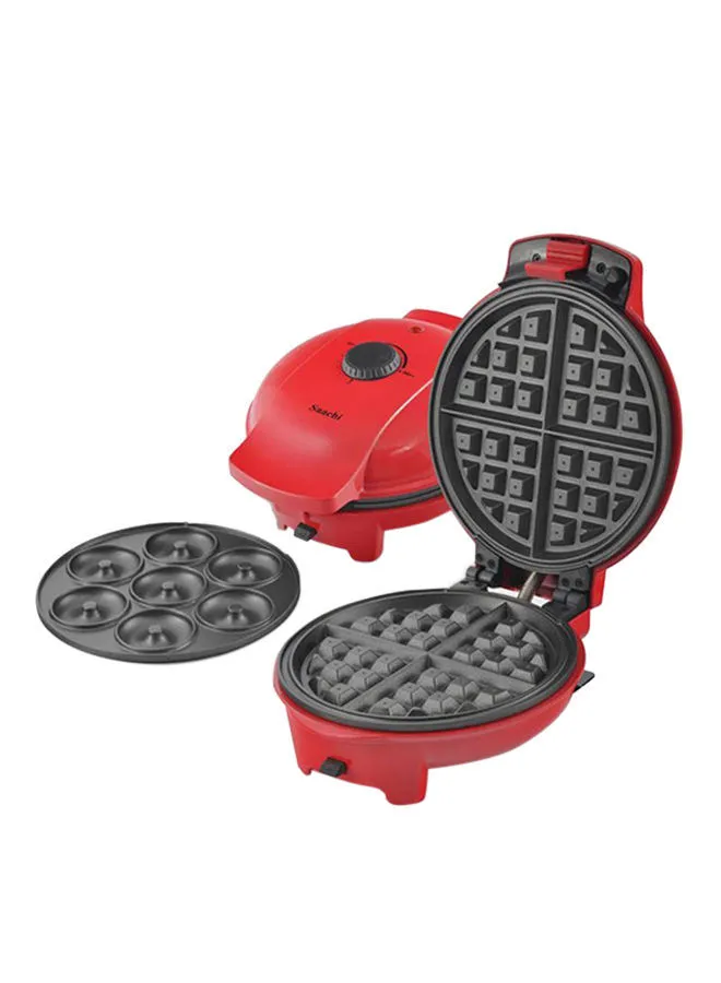 Saachi 2-In-1 Non Stick Doughnut And Waffle Maker NL-2M-1545 Red