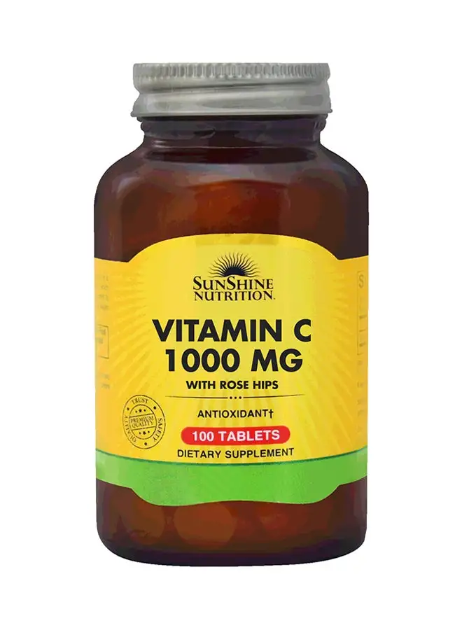 SUNSHINE NUTRITION Vitamin C With Rose Hips Dietary Supplement 100 Tablets