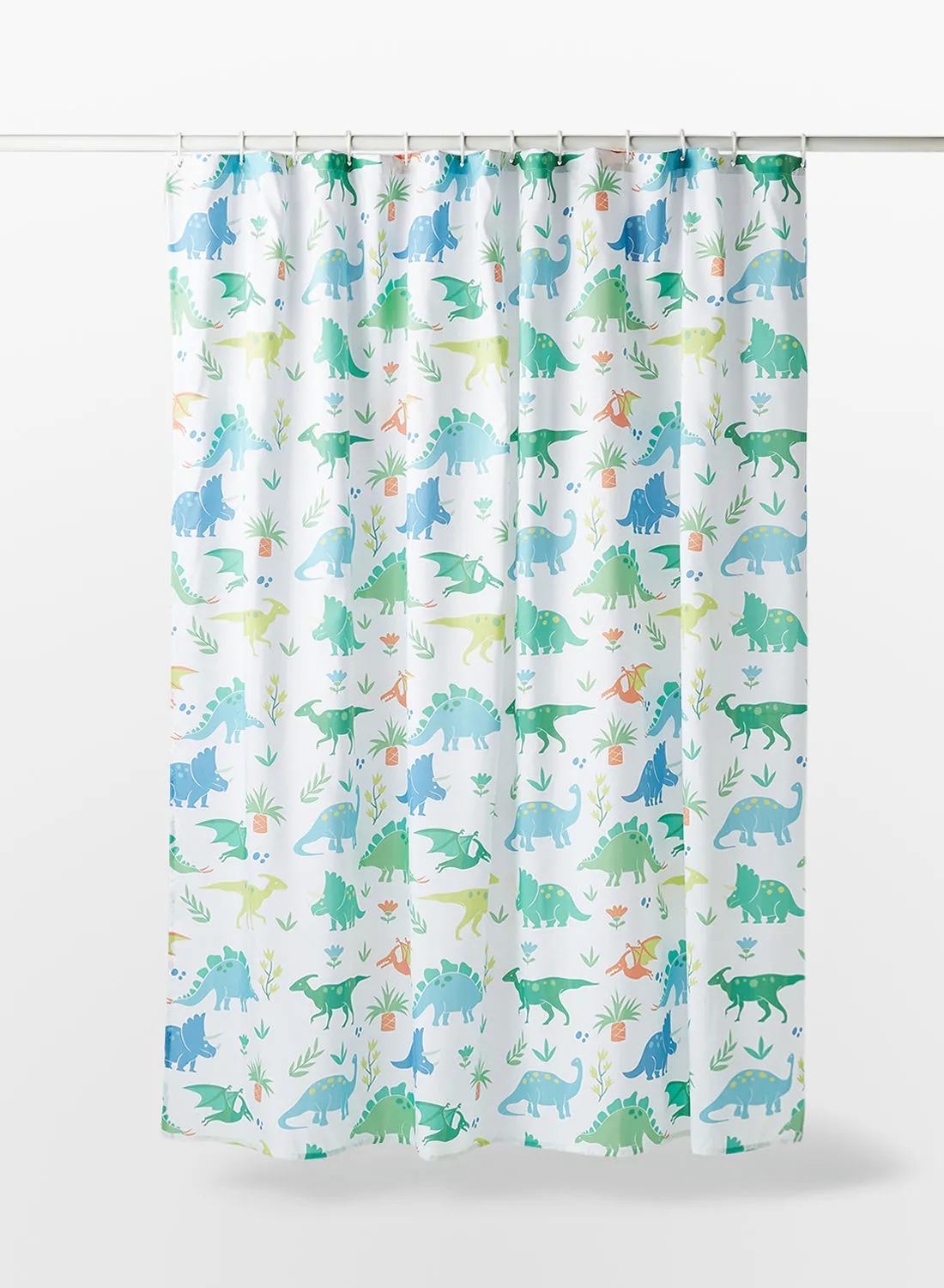 Bebi Shower Curtain - 180X180 Cm - 100% Printed Polyester Rings - Dino Color - Bath Curtain