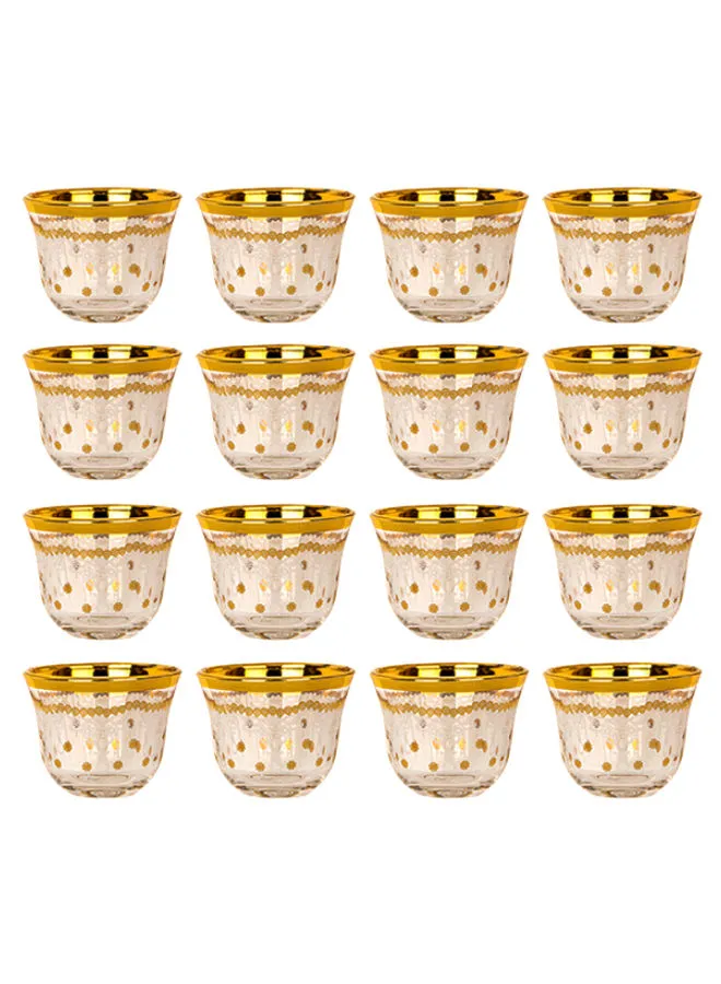 Soleter Soleter Cawa Set of Arabic Porcelain Coffee Cups | Traditional Design  Set of 12 Clear/Gold 80ml