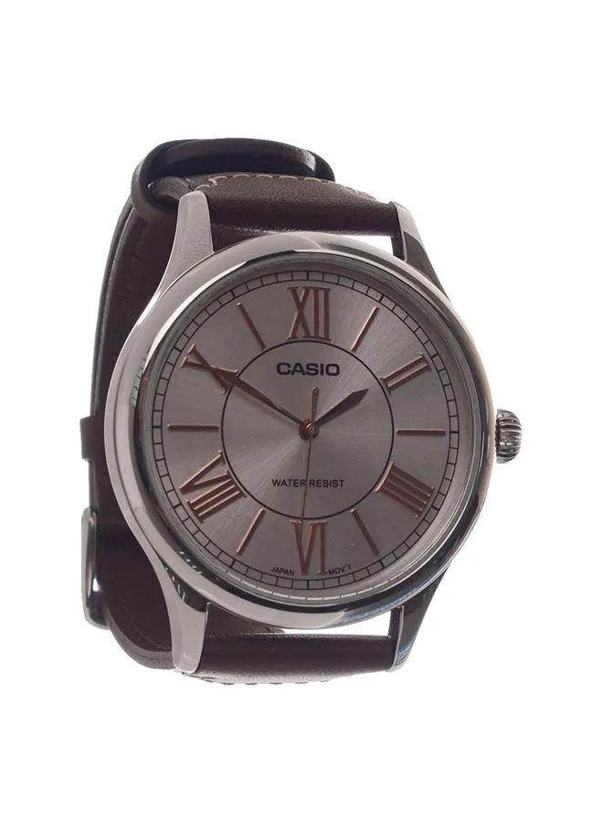 CASIO Men's Leather Analog Wrist Watch MTP-E113L-5ADF