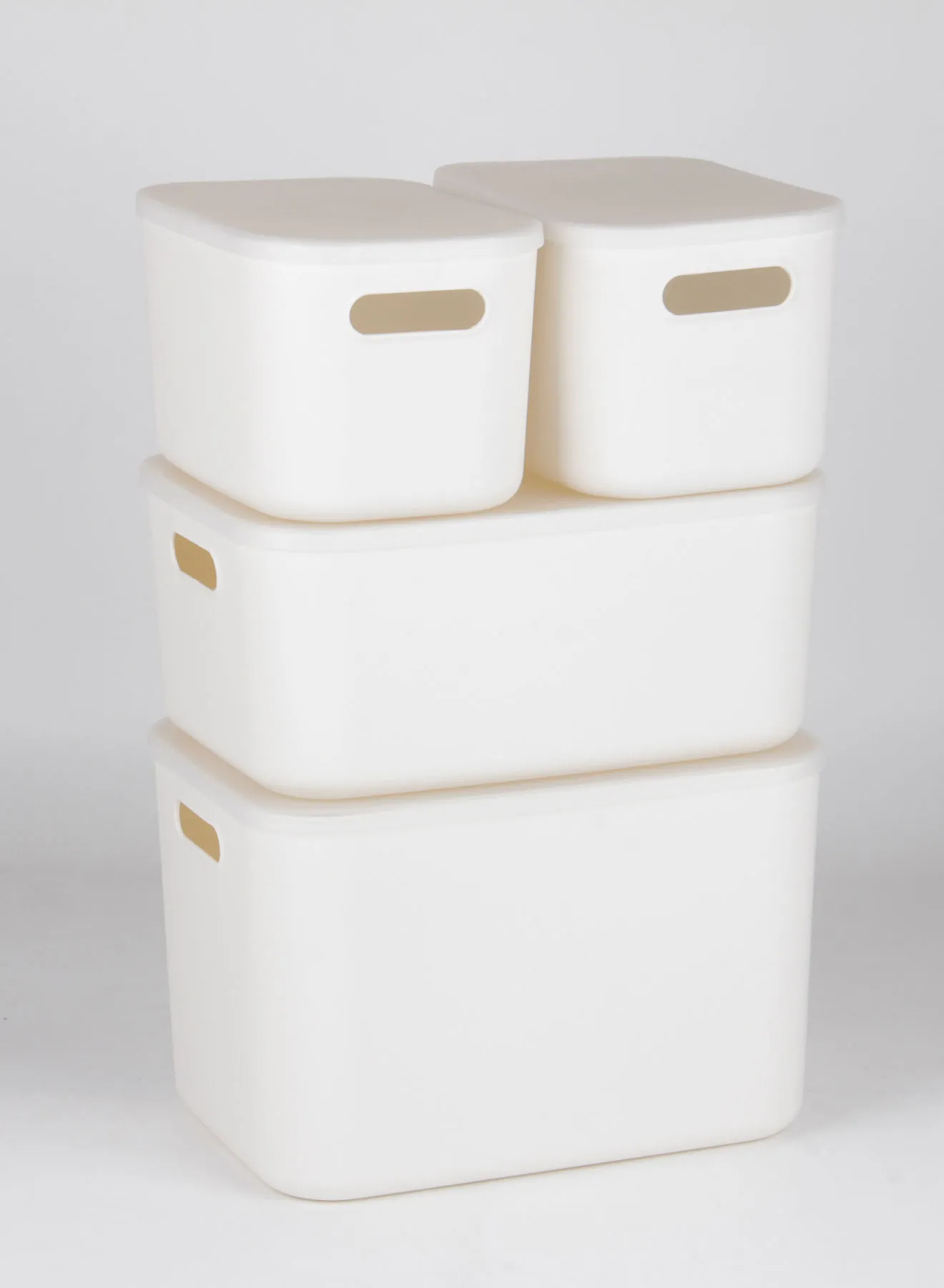مجموعة حاويات تخزين من أمل مكونة من 4 قطع مريحة للاستخدام اليومي تخزين بسيط صحي ومنظم TG51291S4 أبيض 24 × 36 × 26 سم
