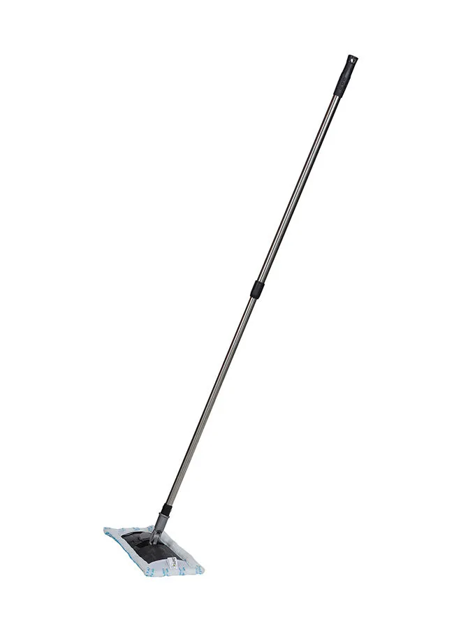 APEX Chrome Big Floor Sweeper Duster Flat Mop With Electrostatic Microfiber Cloth Black/Grey 44x15cm