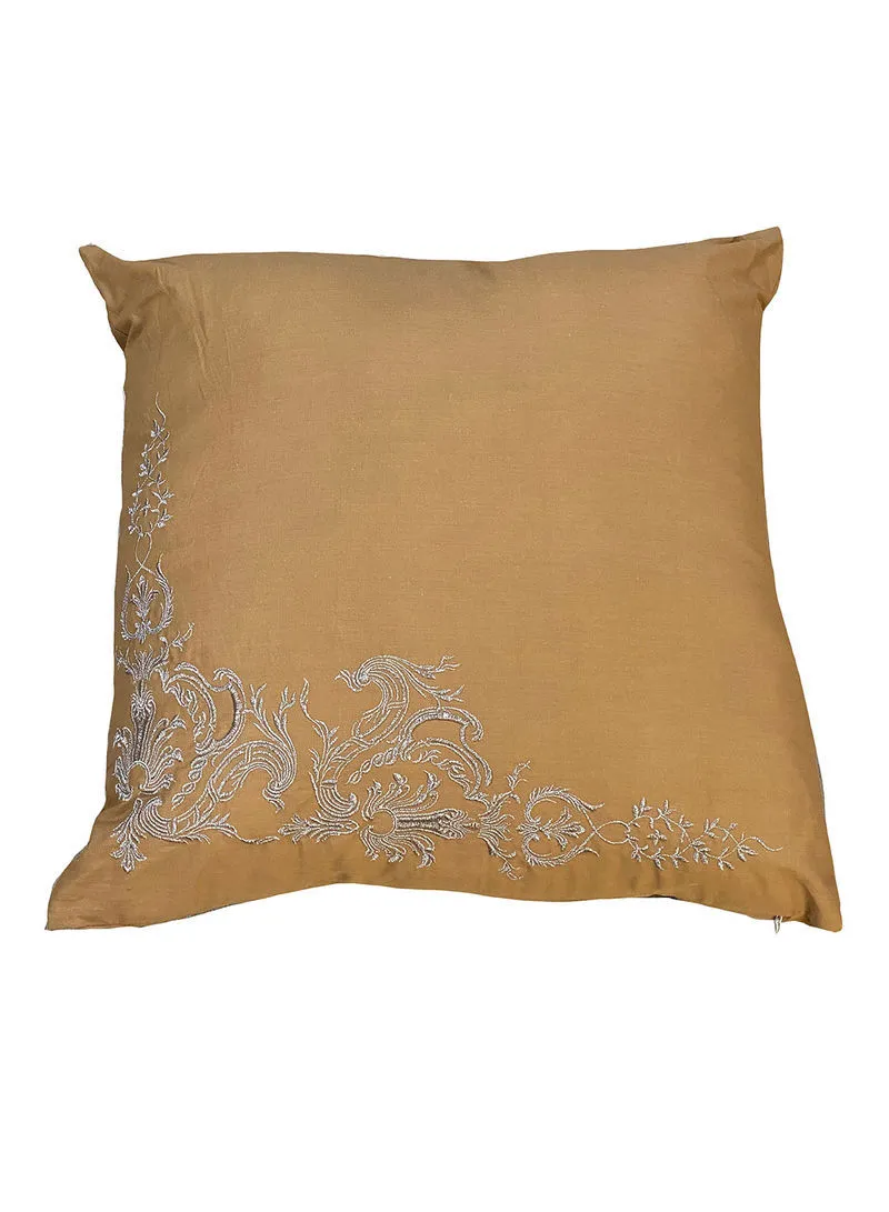 noon east Decorative Cushion , Size 45X45 Cm Gold - 100% Cotton Cover Microfiber Infill Bedroom Or Living Room Decoration