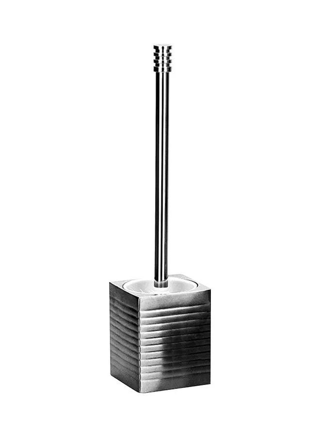 Amal Bathroom Accessories - Toilet Brush And Holder - Stainless Steel Square - Silver Color - Bath Kit