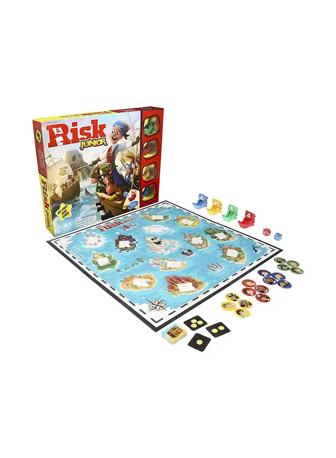 لعبة هاسبرو ريسك جونيور إستراتيجية لوحة لعبة مقدمة للأطفال عن لعبة المخاطر الكلاسيكية للأعمار من 5 سنوات فما فوق لعبة القراصنة 4 لاعبين