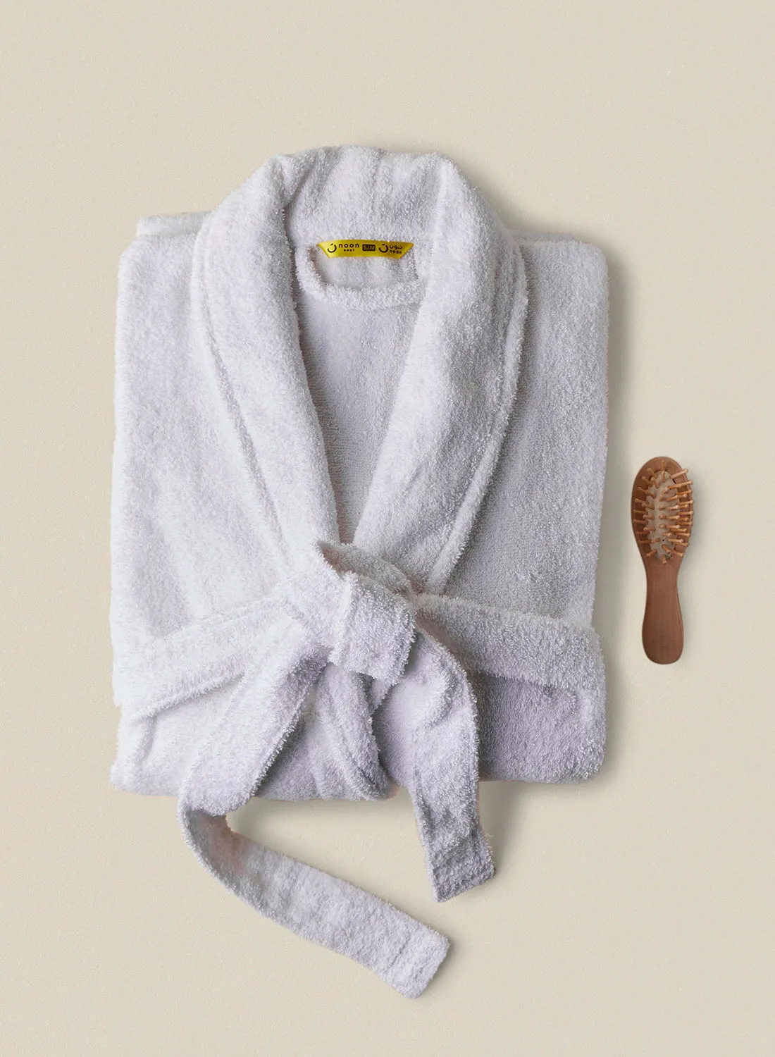 noon east Bathrobe - 380 GSM 100% Cotton Terry Silky Soft Spa Quality Comfort - Shawl Collar & Pocket - White Color - 1 Piece