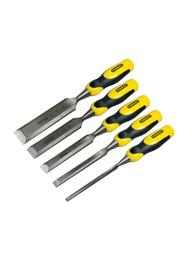 Stanley 5-Piece Dynagrip Wood Chisel Set Silver/Yellow/Clear