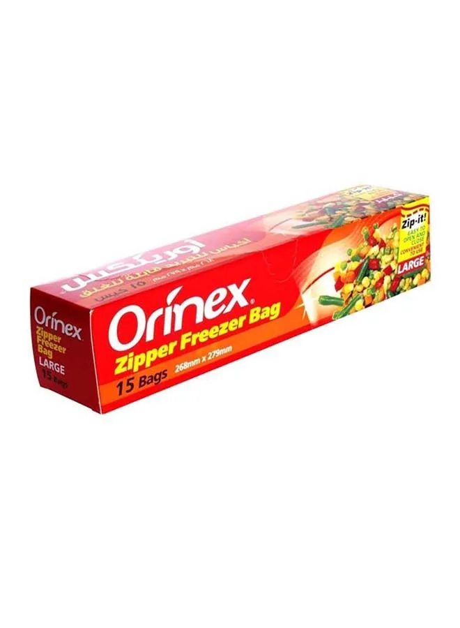 Orinex 15-Piece Zipper Freezer Bag Set Clear 268 x 279mm