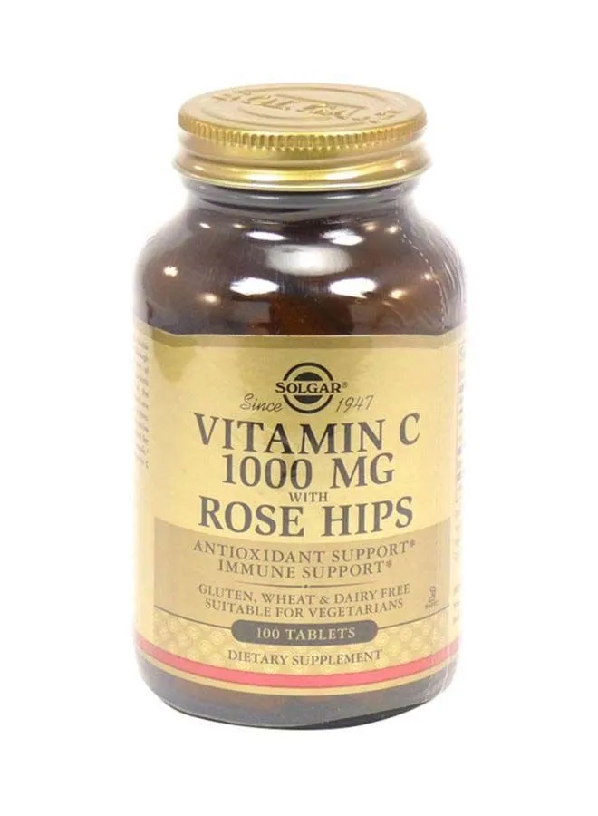 Solgar Vitamin C With Rose Hips Supplement - 100 Tablets