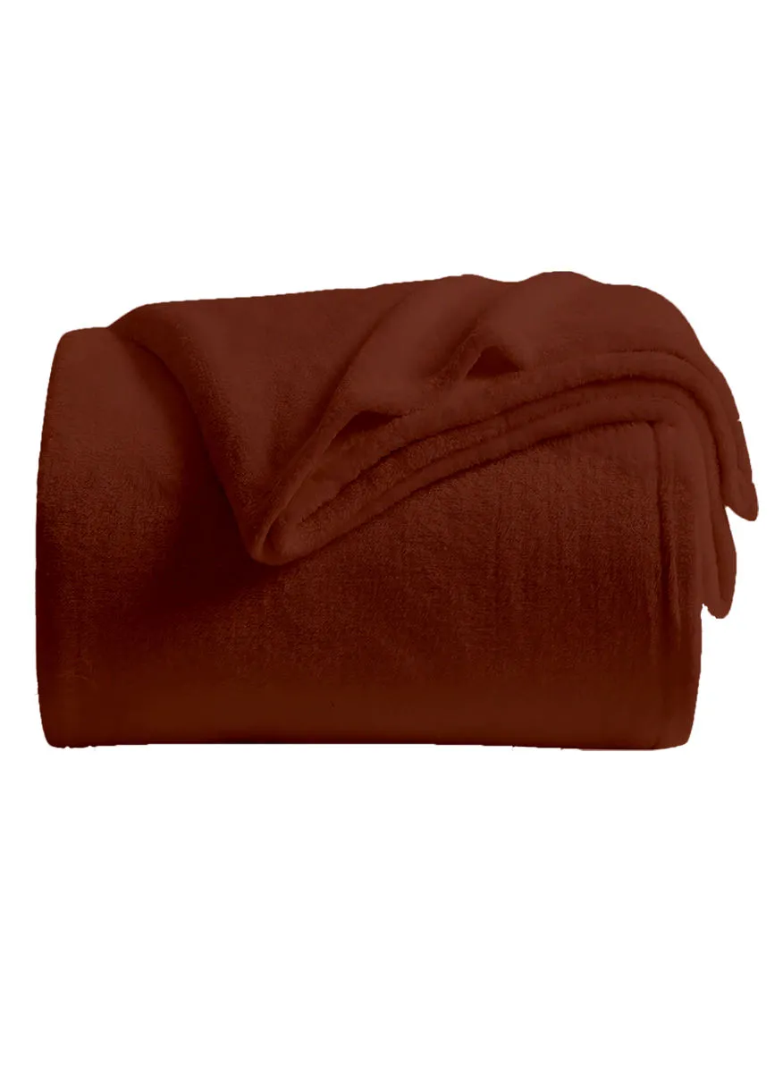 noon east Lightweight Summer Blanket Queen Size 310 GSM Extra Soft Fleece All Season Blanket Bed And Sofa Throw  150 X 200 Cms Brown
