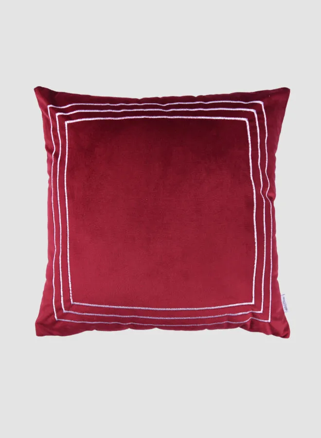 ebb & flow Velvet Cushion  with Embroidery, Unique Luxury Quality Decor Items for the Perfect Stylish Home Red 45 x 45cm