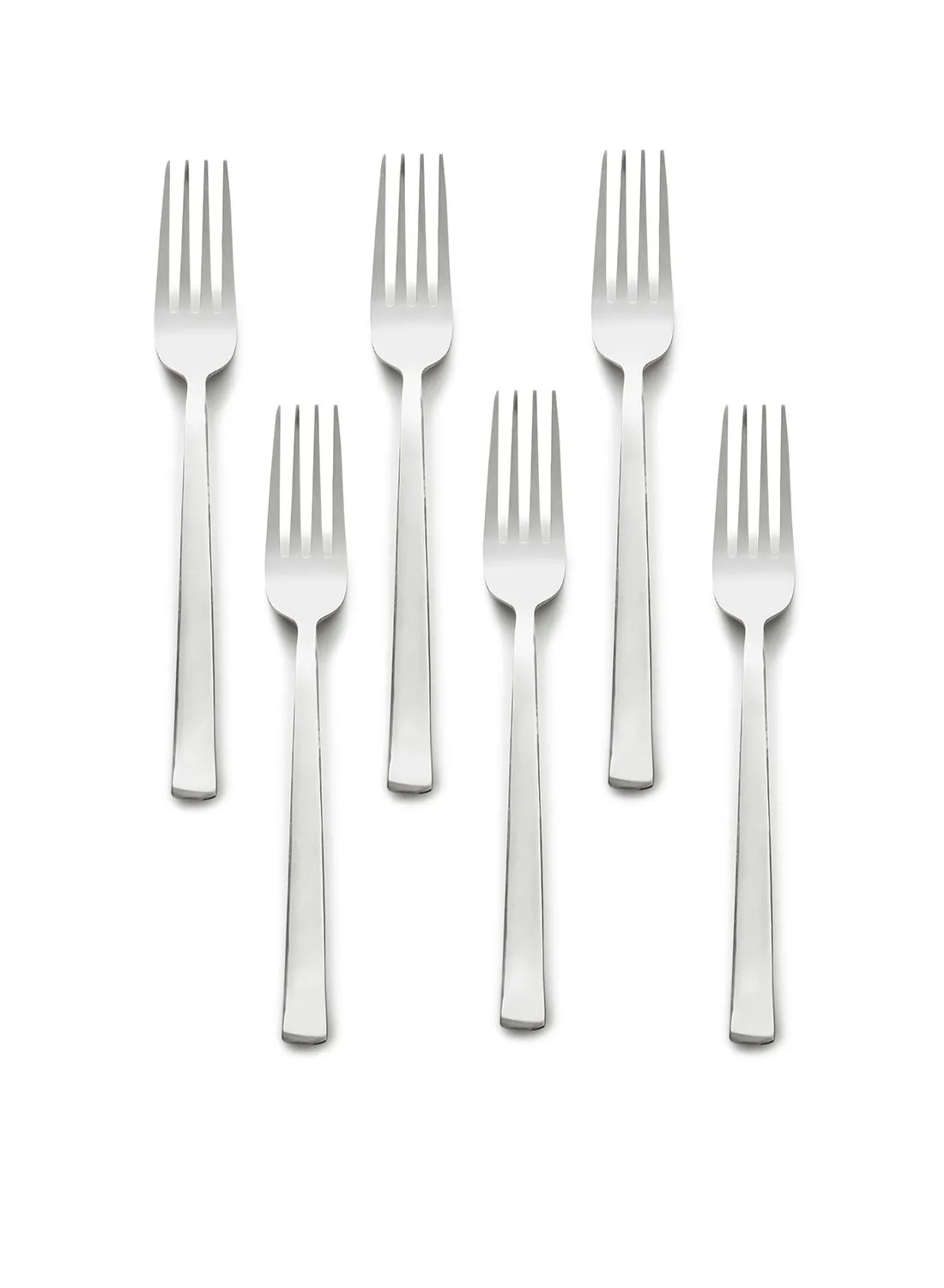 noon east 6 Piece Forks Set - Made Of Stainless Steel - Silverware Flatware - Fork Set - Serves 6 - Design Silver Spade