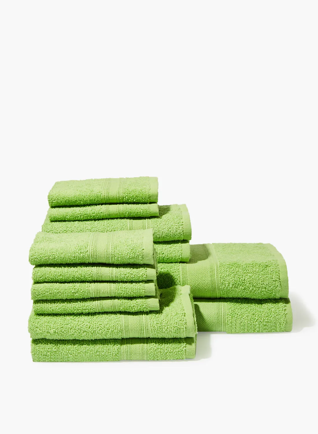 Amal 12 Piece Bathroom Towel Set - 400 GSM 100% Cotton Terry - 4 Hand Towel - 6 Face Towel - 2 Bath Towel - Green_Apple Color -Quick Dry - Super Absorbent