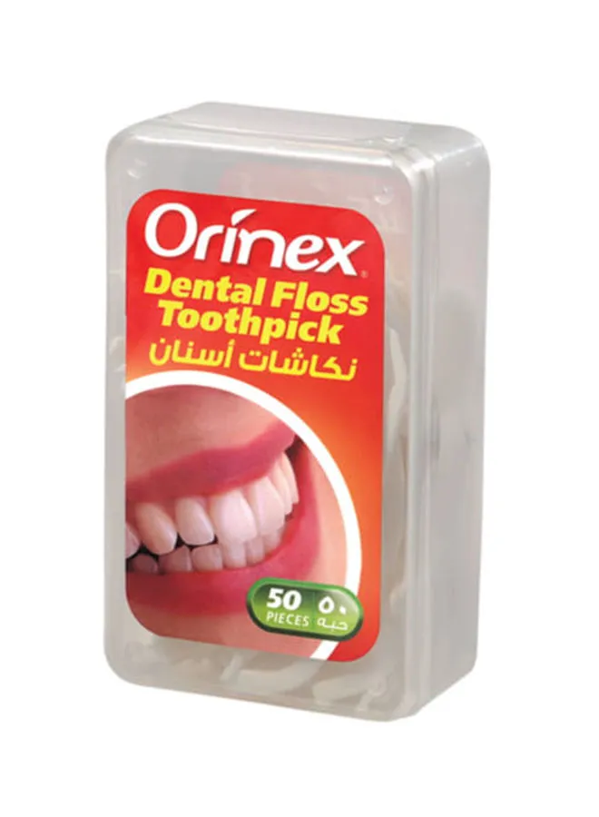 Orinex 50 Piece Dental Floss Toothpick Set white 