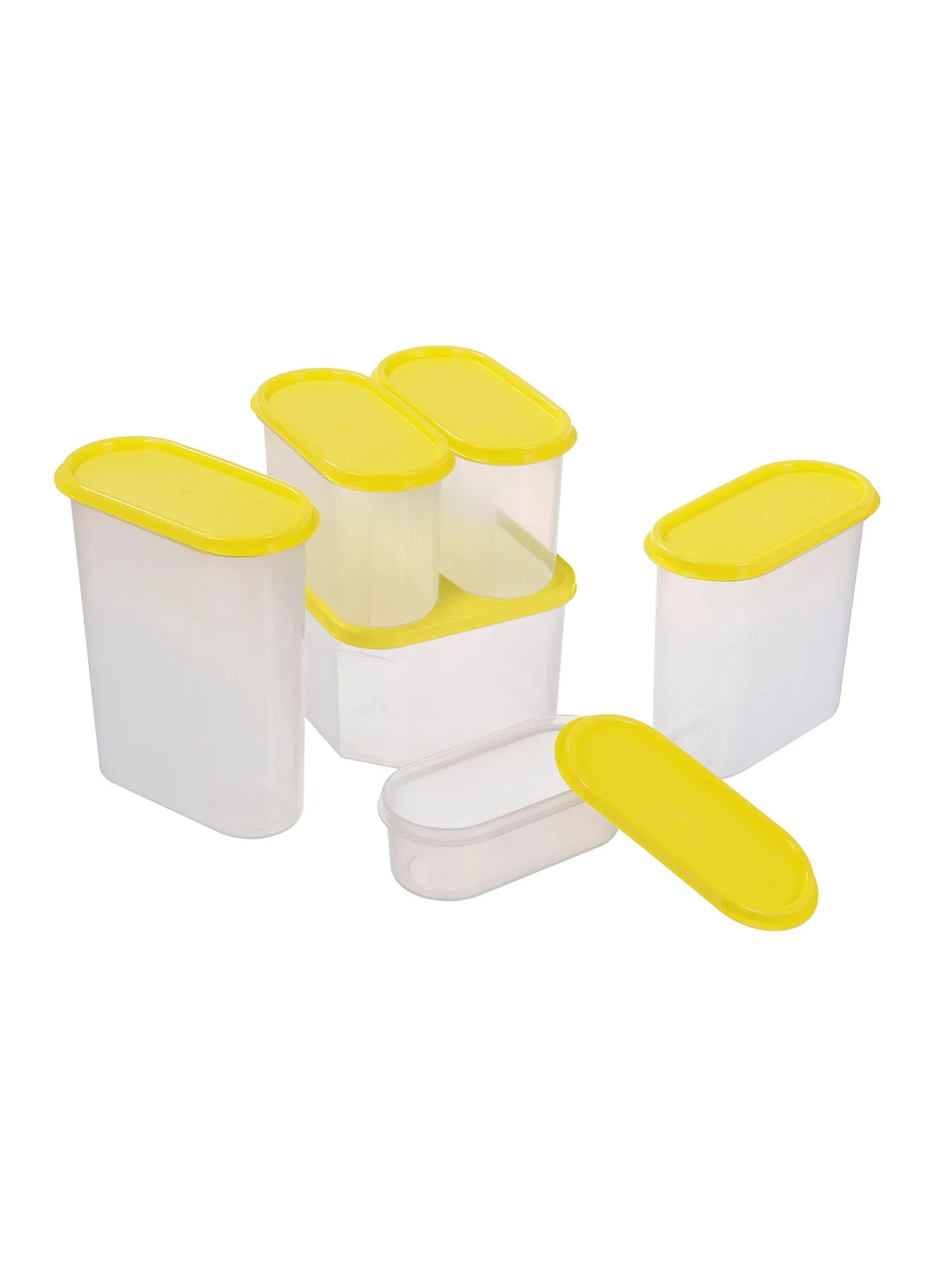 Amal 6 Piece Food Storage Container Set - Food Storage Box - Storage Boxes - Kitchen Cabinet Organizers - Food Container - Clear/Yellow Clear/Yellow