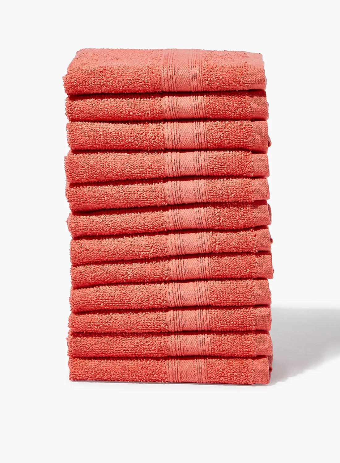 Amal 12 Piece Bathroom Towel Set - 400 GSM 100% Cotton Terry - 12 Face Towel - Melon Color -Quick Dry - Super Absorbent