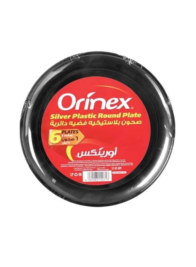 Orinex Plastic Round Plates 9 inches Silver