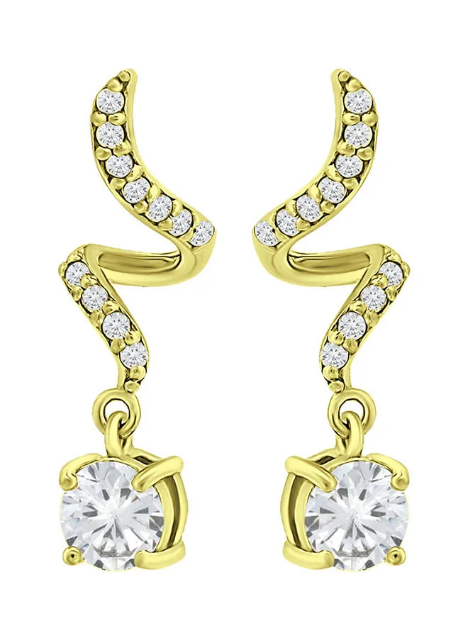 Aila Elegant Design Brass Cubic Zirconia Dangle Earrings