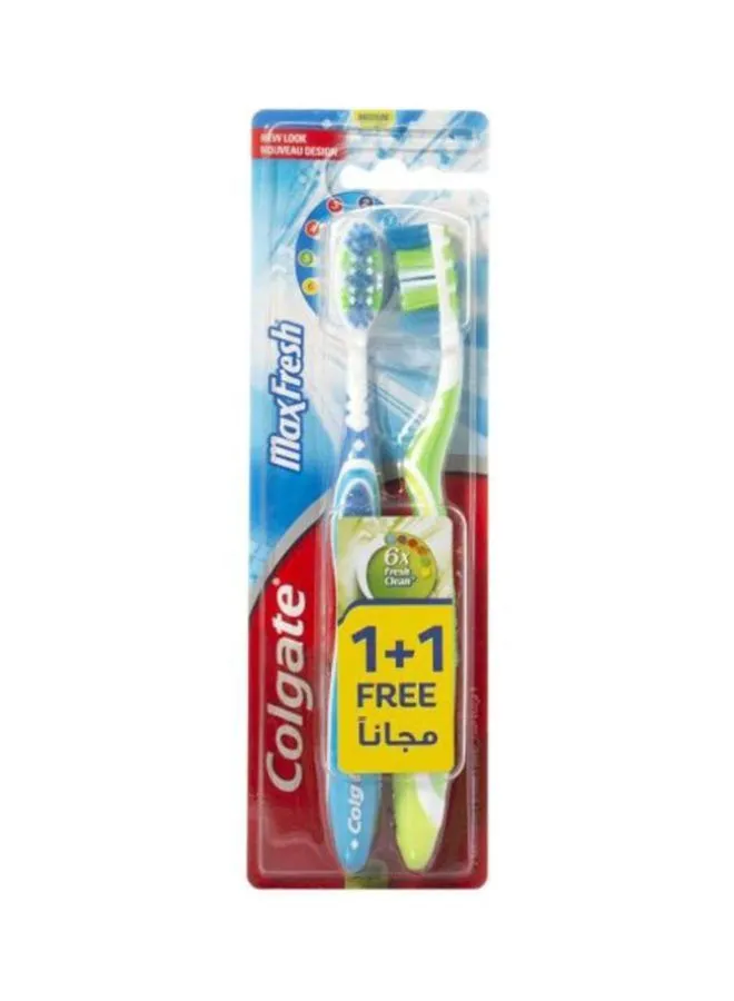 Colgate 2-Piece MaxFresh Toothbrush Set Green/Blue/White
