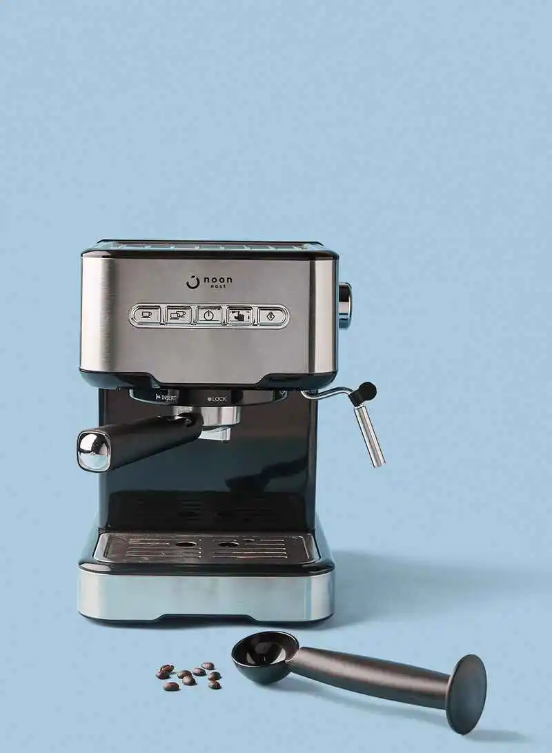 noon east Espresso Coffee Machine - 15 Bar 850 W With High Pressure 1.5 Liter Black/Silver