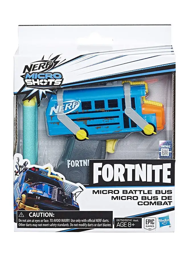 NERF Fortnite Micro Battle Bus Nerf Microshots Dart-Firing Toy Blaster And 2 Official Nerf Elite Darts 1.75x6.5x8.5inch