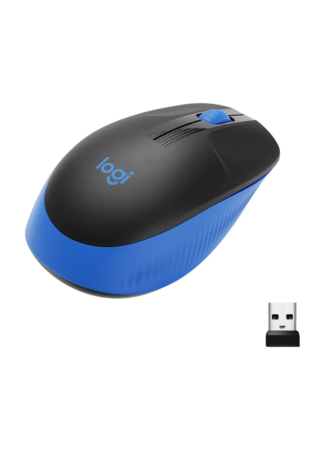 Logitech Wireless Mouse M190, Full Size Ambidextrous Curve Design, 18-Month Battery With Power Saving Mode, USB Receiver, Precise Cursor Control Blue/Black