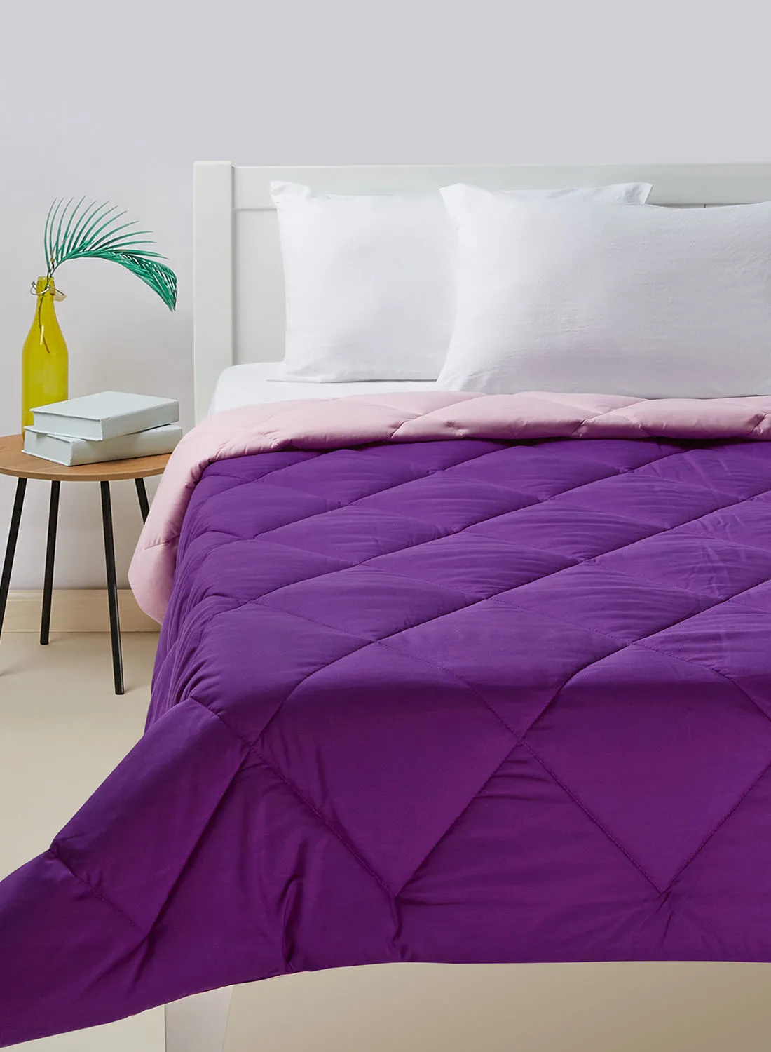Amal Comforter Queen Size All Season Everyday Use Bedding Set Extra Soft Microfiber Single Piece Reversible Comforter   Purple/Blush