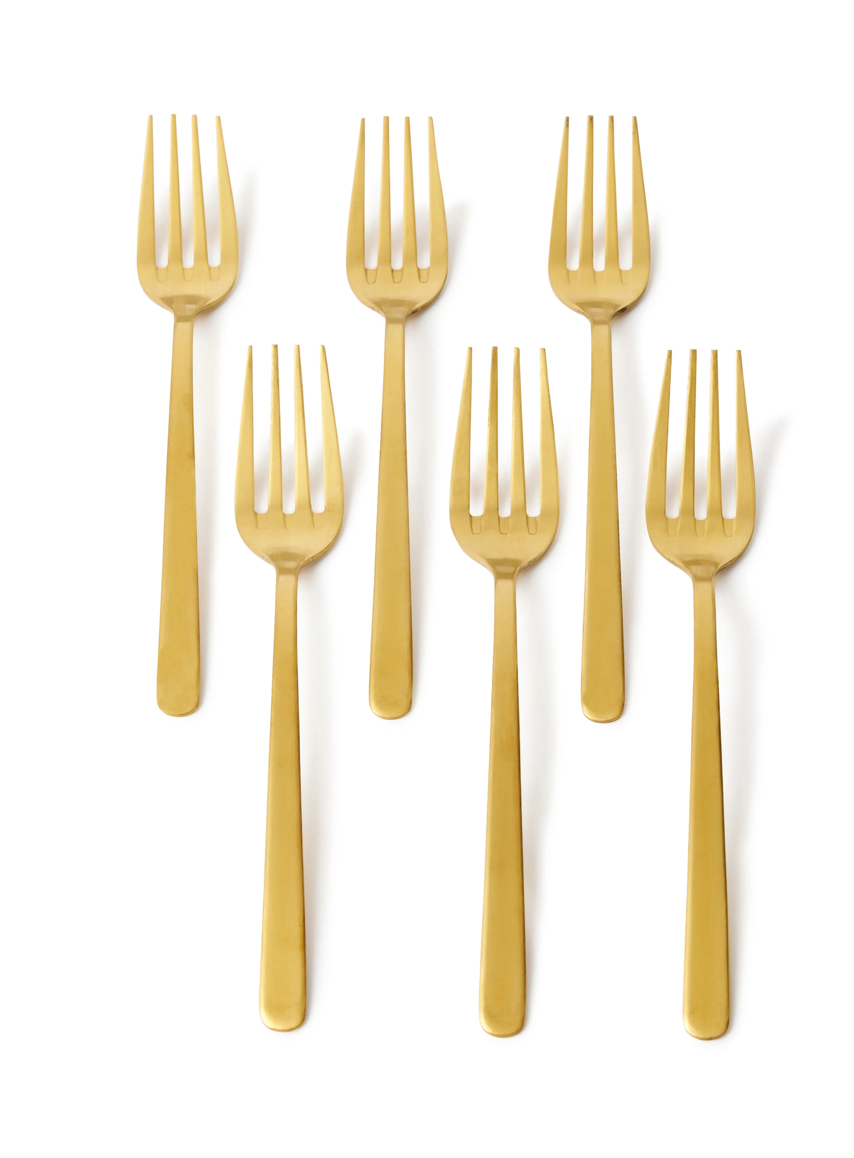 noon east 6 Piece Forks Set - Made Of Stainless Steel - Silverware Flatware - Fork Set - Serves 6 - Design Gold Sail