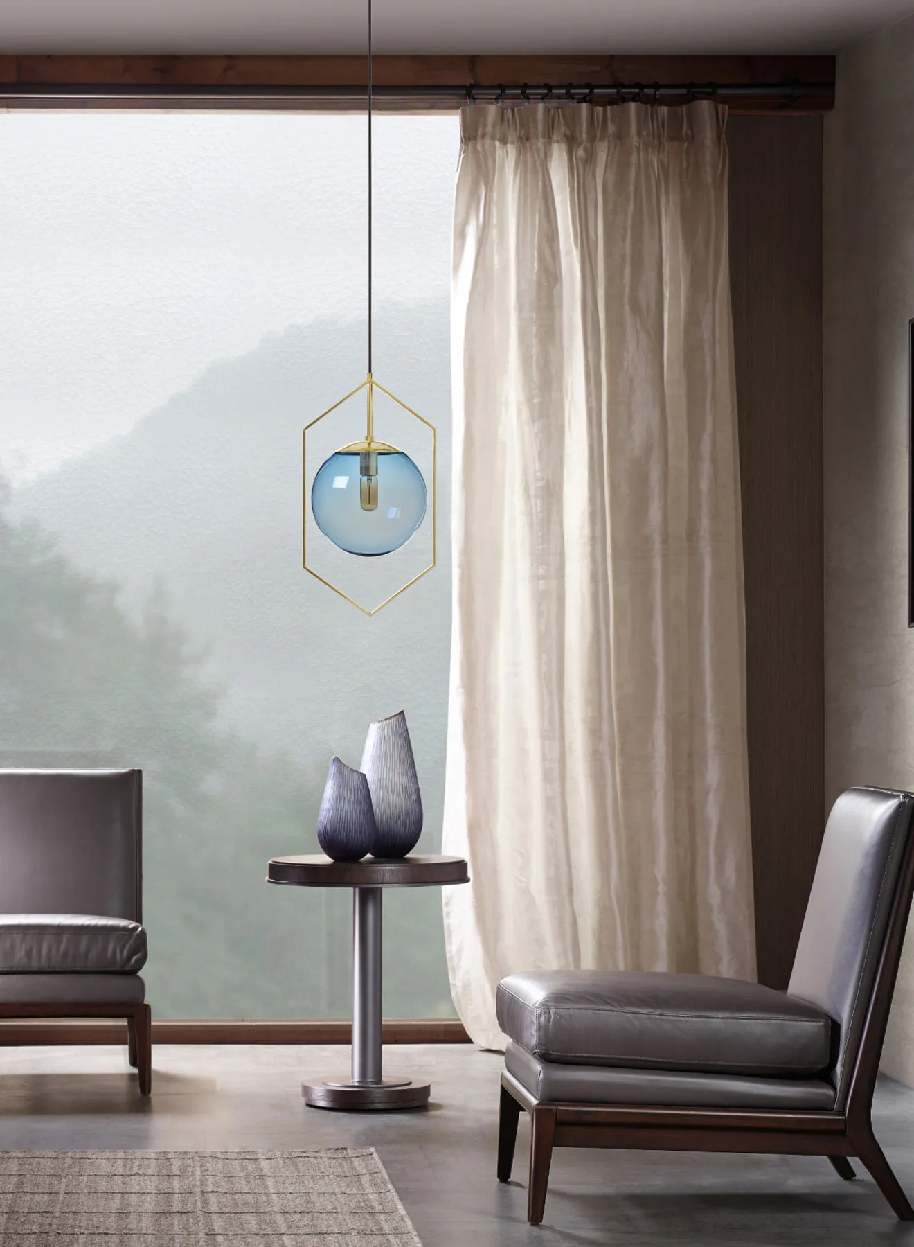 ebb & flow Handmade Art Glass Pendant Lighting Blue Unique Luxury Quality Material for the Perfect Stylish Home 28.6 x 25.4 x 52.8cm Blue 28.6 x 25.4 x 52.8cm