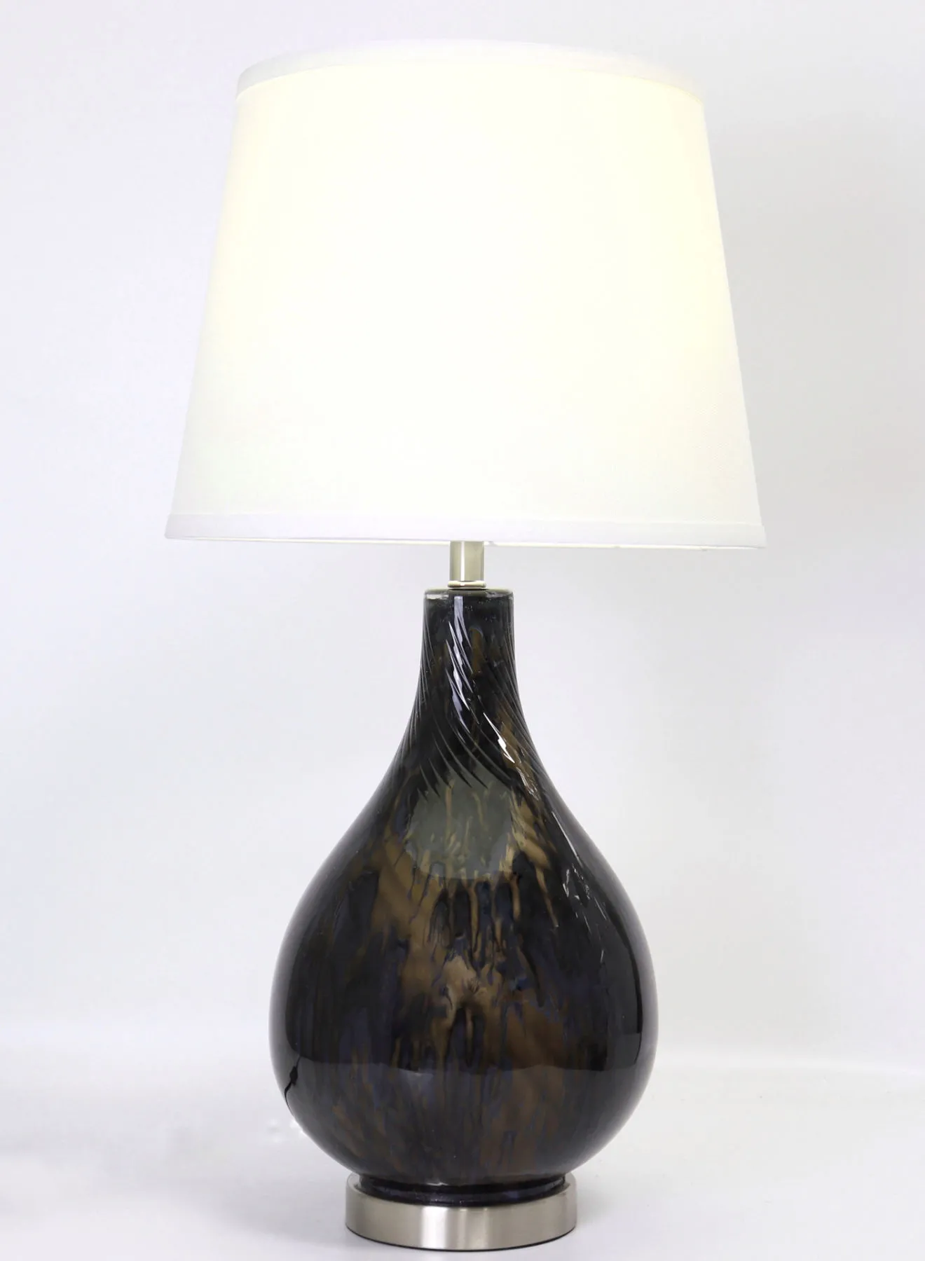 مصباح طاولة زجاجي بتصميم عصري من ebb & flow مادة فاخرة فريدة من نوعها ذات جودة عالية لمنزل أنيق مثالي RSN71054-B أصفر / أسود 13 × 24.5