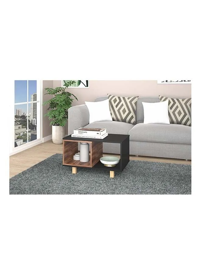 BRV Moveis Space Saving Coffee Table For Living Room With Shelf Storage Black/Nutbrown 675x410x445mm