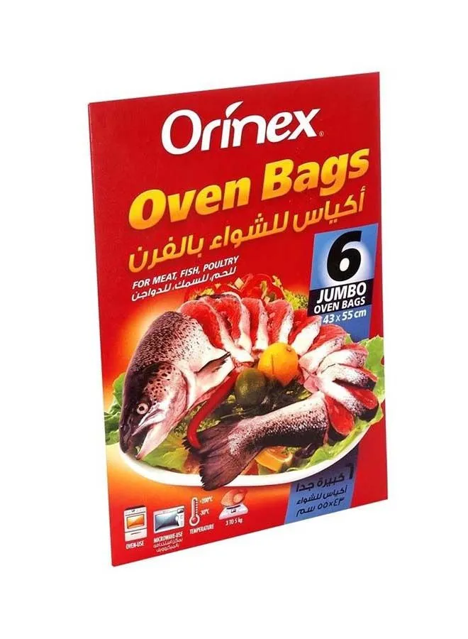 Orinex 6-Piece Jumbo Oven Bag Set Clear 43x55cm