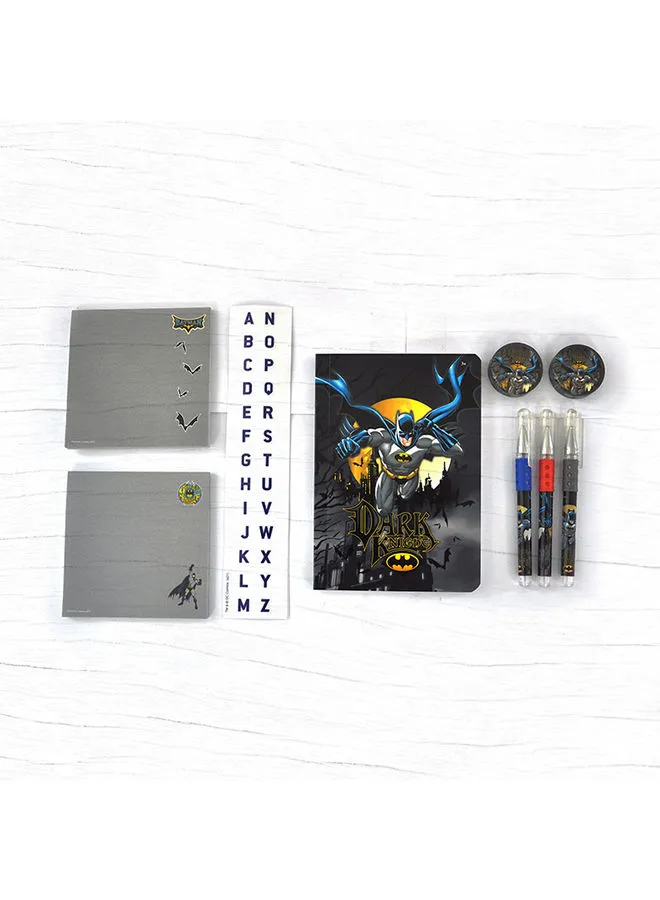 مجموعة أدوات مكتبية باتمان مكونة من 10 قطع من دي سي أسود / متعدد الألوان