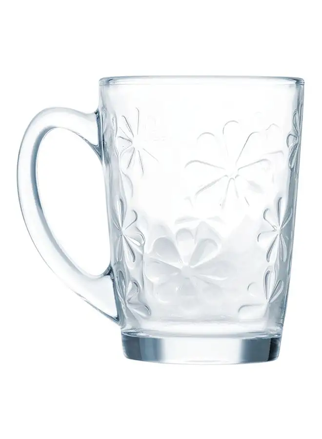 Luminarc 6 Piece Glass Mug Set - Made Of Tempered Glass - Coffee Mug Set For Cappuccino, Latte, Expresso, Tea - Heat Resistant Handles - Mug - A Cup Of Coffee - Coffee Mug - Each 320 ml - Flower