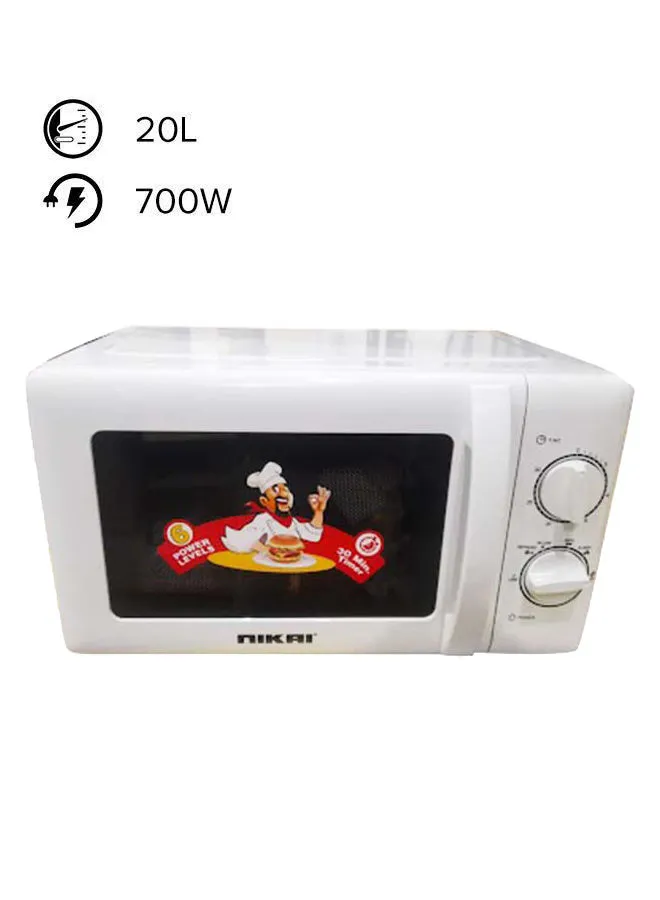 NIKAI Microwave Oven 20 L 700 W NMO515N8N / NMO515N8NX White/Black
