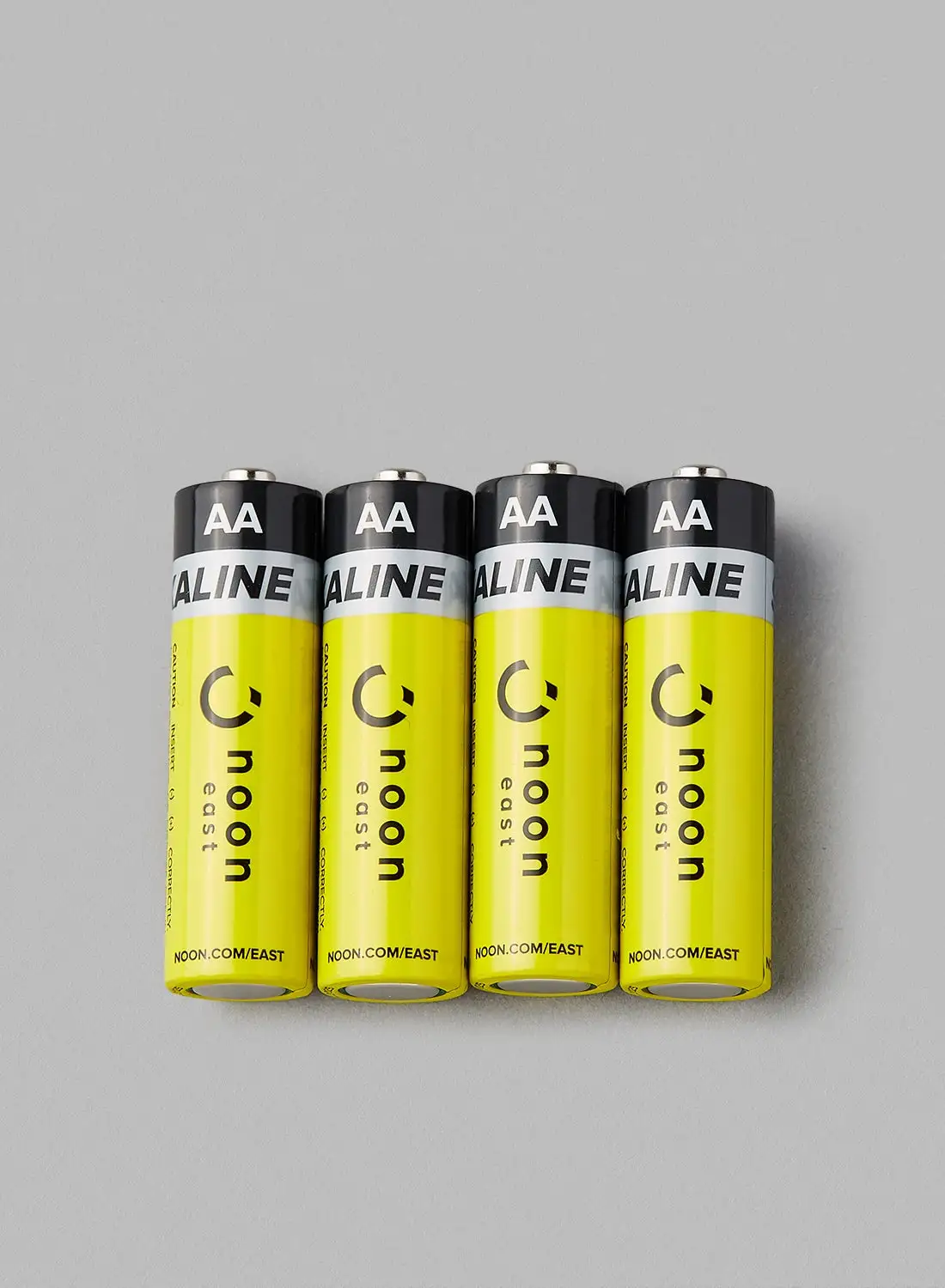 noon east 4-Piece LR6 AA Alkaline Battery Set Yellow/Black