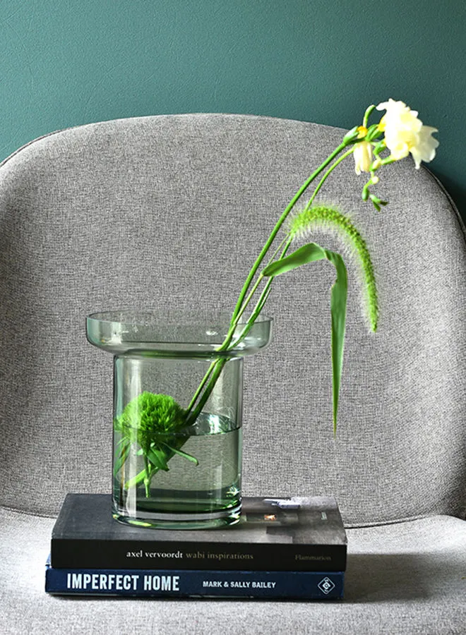 تبديل مزهرية زهور زجاجية مصنوعة يدويًا مواد ذات جودة فاخرة فريدة للمنزل الأنيق المثالي BX20-2018-203 أخضر 20 سم